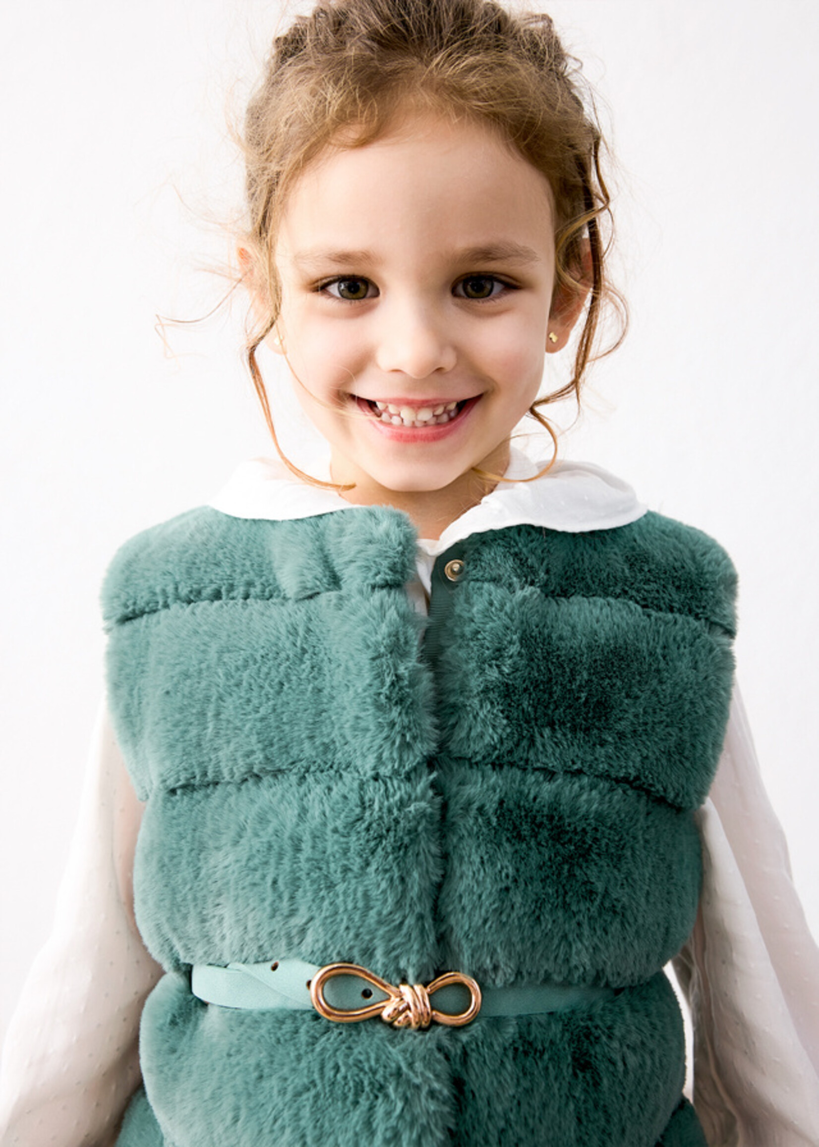 Mayoral Fur Vest w/Belt Bayleaf