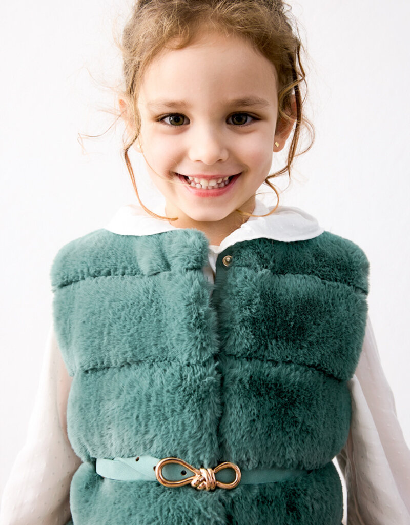 Mayoral Fur Vest w/Belt Bayleaf