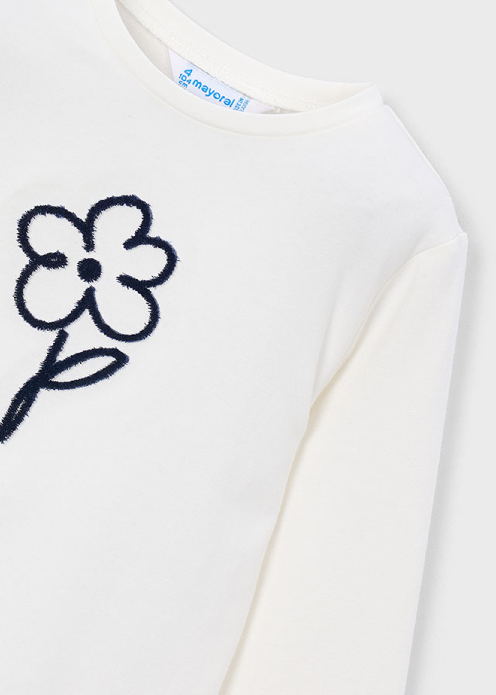 Mayoral L/S White Tee w/Flower