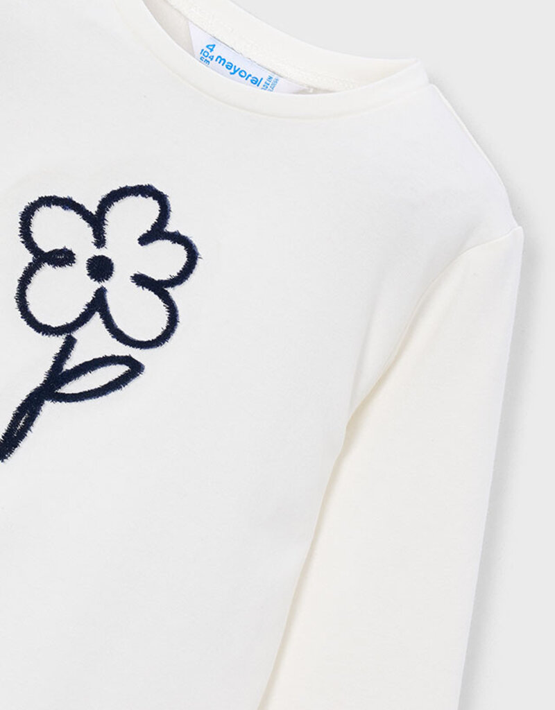 Mayoral L/S White Tee w/Flower