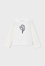Mayoral L/S White Tee w/Flower