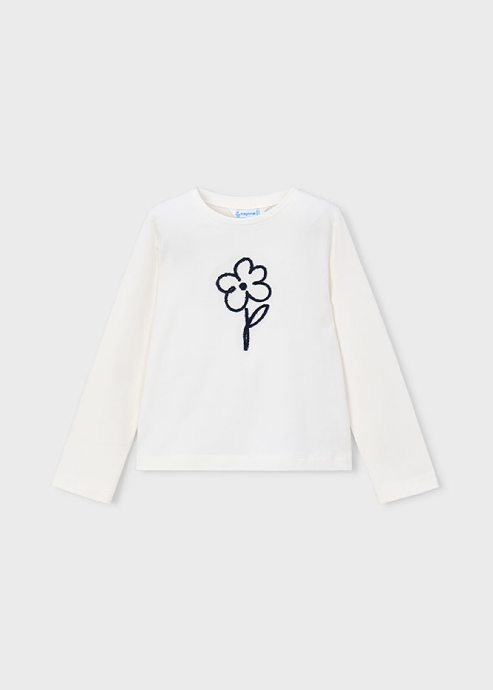 Mayoral L/S White Tee w/Flower