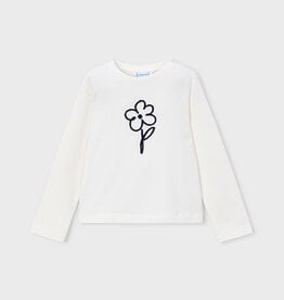Mayoral L/S White Tee w/Flower