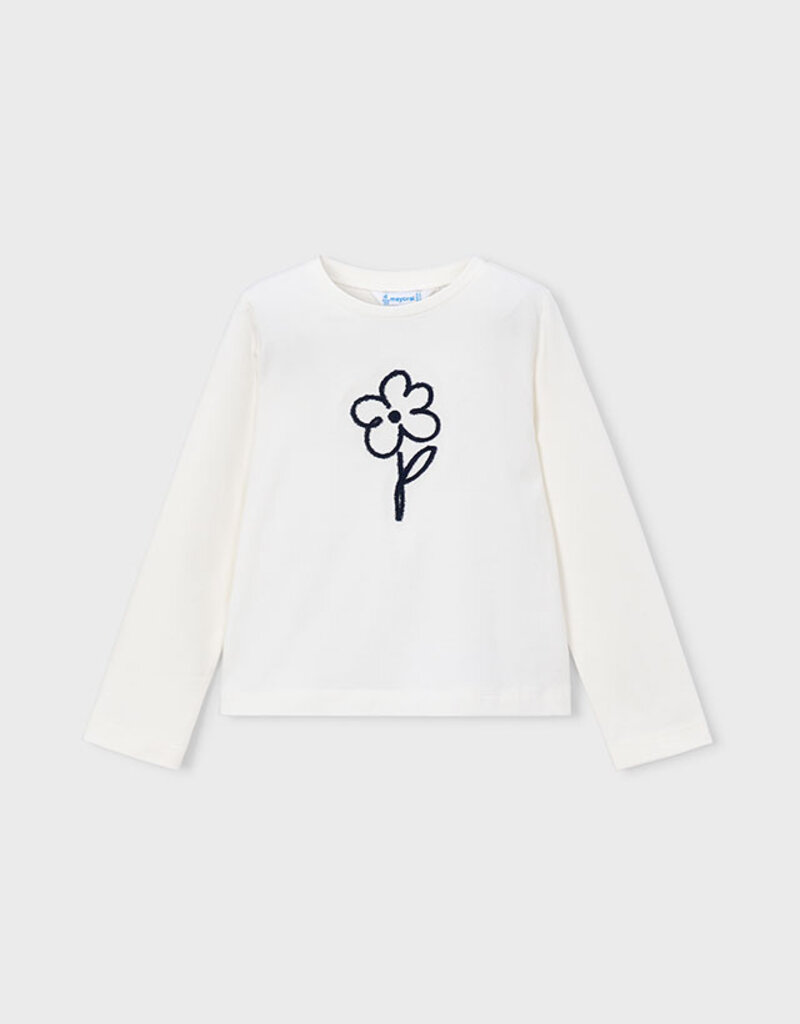 Mayoral L/S White Tee w/Flower