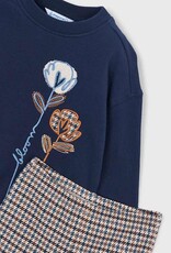 Mayoral Navy Top w/Brown Plaid Pant Set