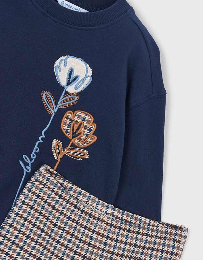 Mayoral Navy Top w/Brown Plaid Pant Set