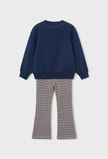 Mayoral Navy Top w/Brown Plaid Pant Set