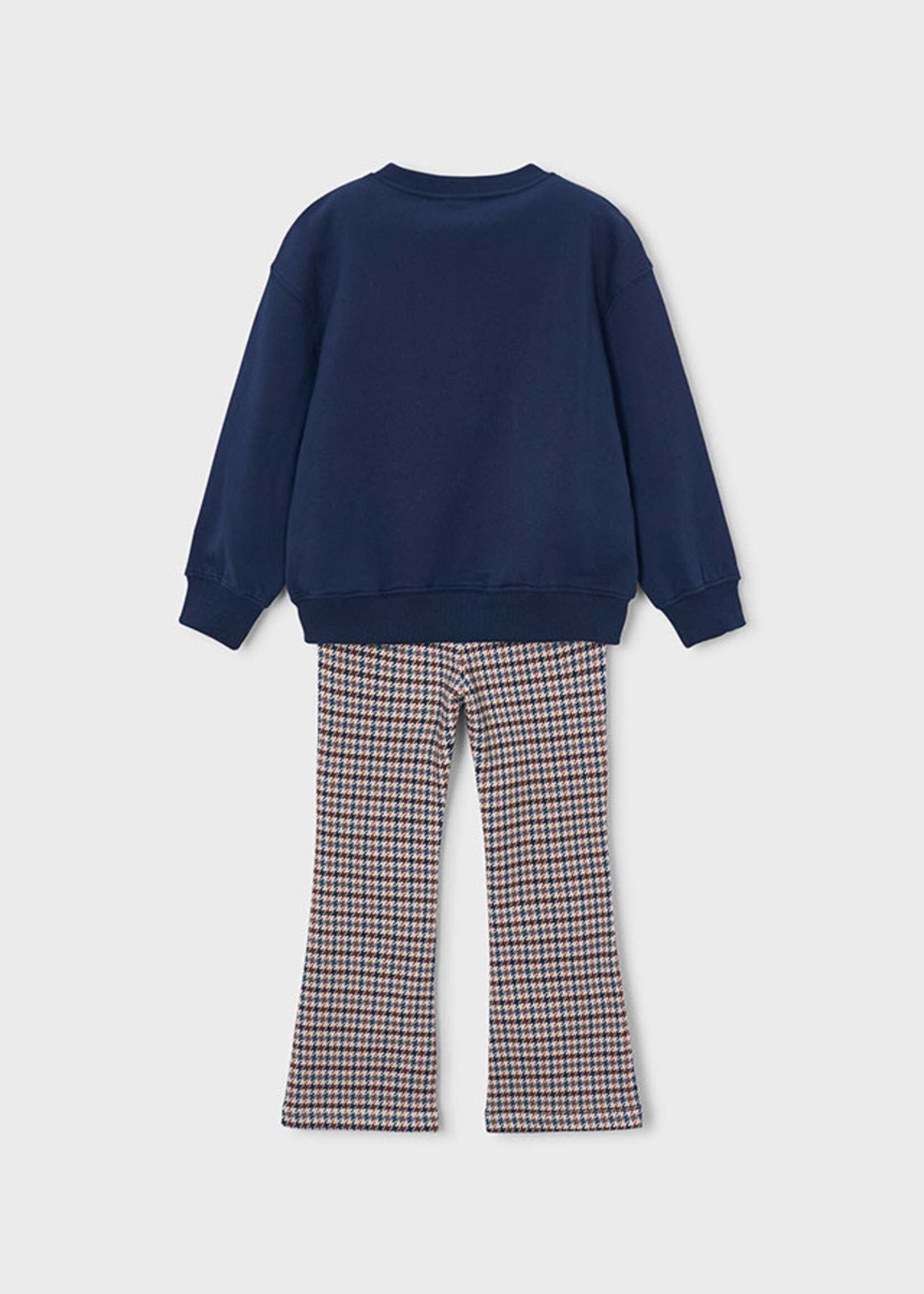 Mayoral Navy Top w/Brown Plaid Pant Set