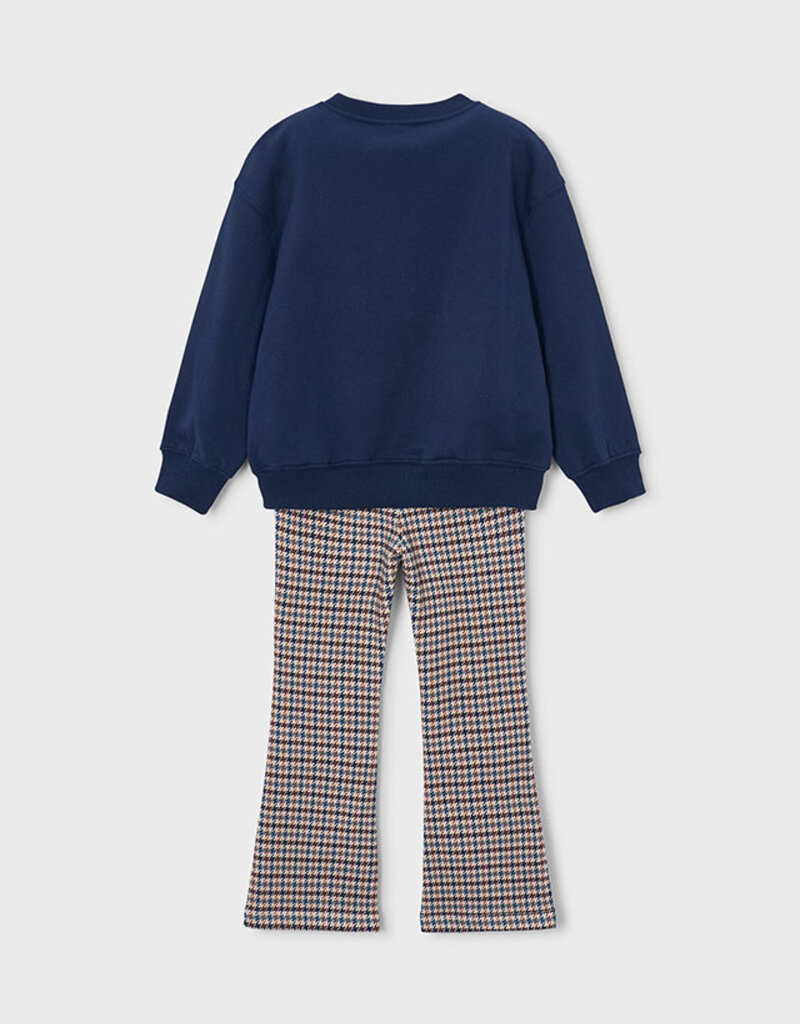 Mayoral Navy Top w/Brown Plaid Pant Set
