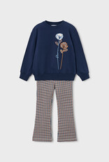 Mayoral Navy Top w/Brown Plaid Pant Set