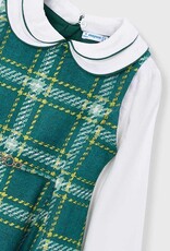 Mayoral Suede-look Pinafore Green Plaid Dress