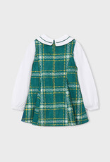 Mayoral Suede-look Pinafore Green Plaid Dress