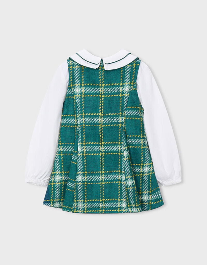 Mayoral Suede-look Pinafore Green Plaid Dress