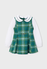 Mayoral Suede-look Pinafore Green Plaid Dress