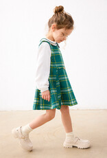 Mayoral Suede-look Pinafore Green Plaid Dress