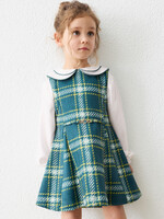 Mayoral Suede-look Pinafore Green Plaid Dress