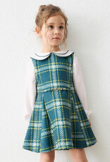 Mayoral Suede-look Pinafore Green Plaid Dress