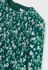 Mayoral Green Flower Print Velvet Dress
