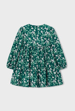 Mayoral Green Flower Print Velvet Dress