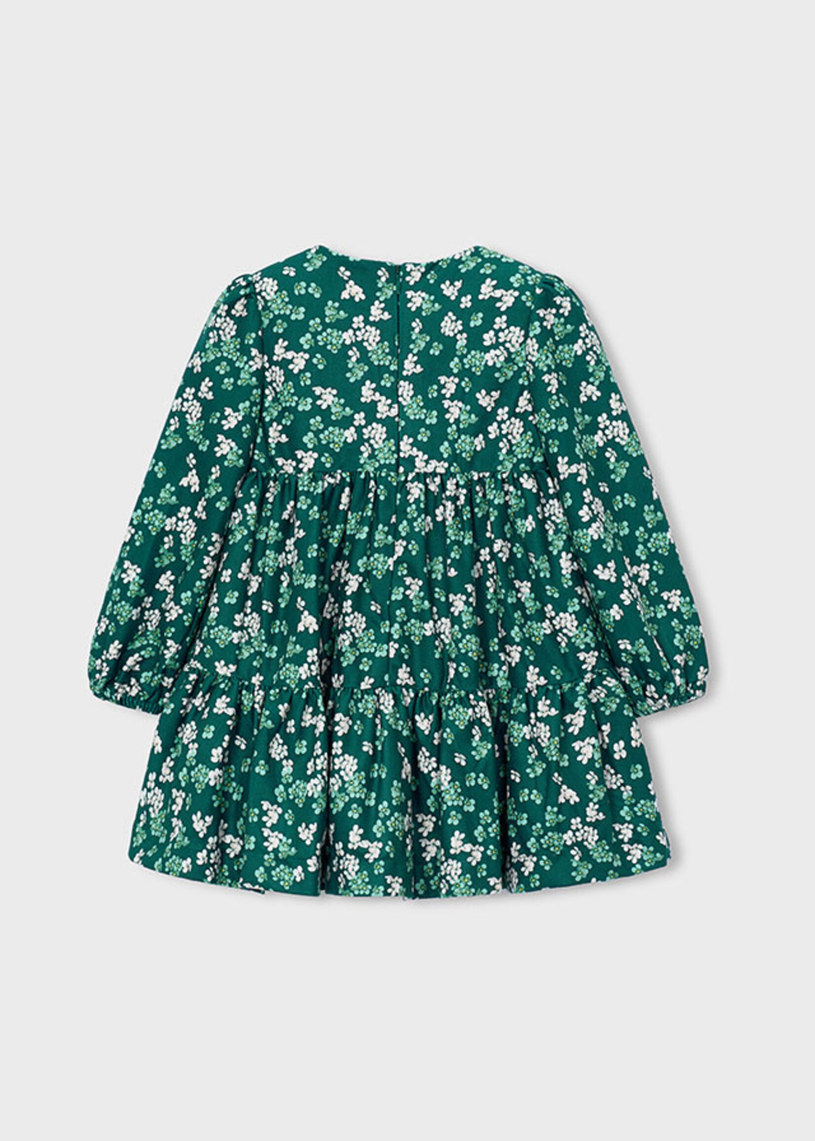 Mayoral Green Flower Print Velvet Dress