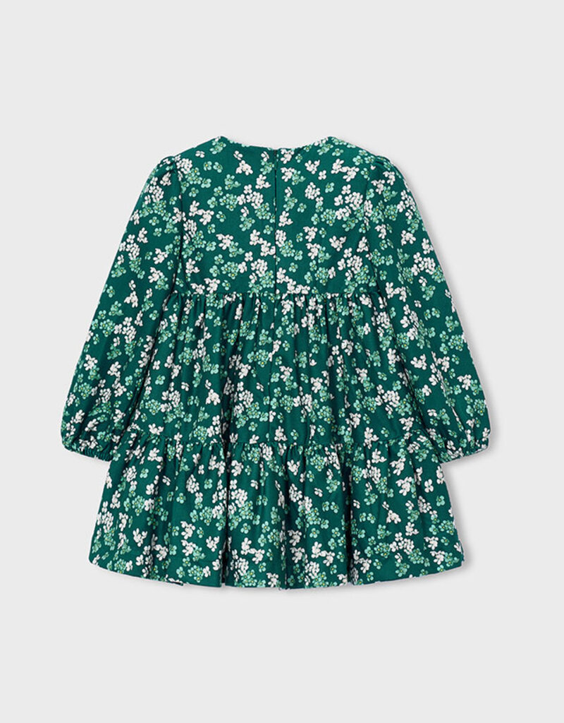Mayoral Green Flower Print Velvet Dress