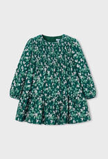 Mayoral Green Flower Print Velvet Dress