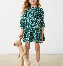 Mayoral Green Flower Print Velvet Dress