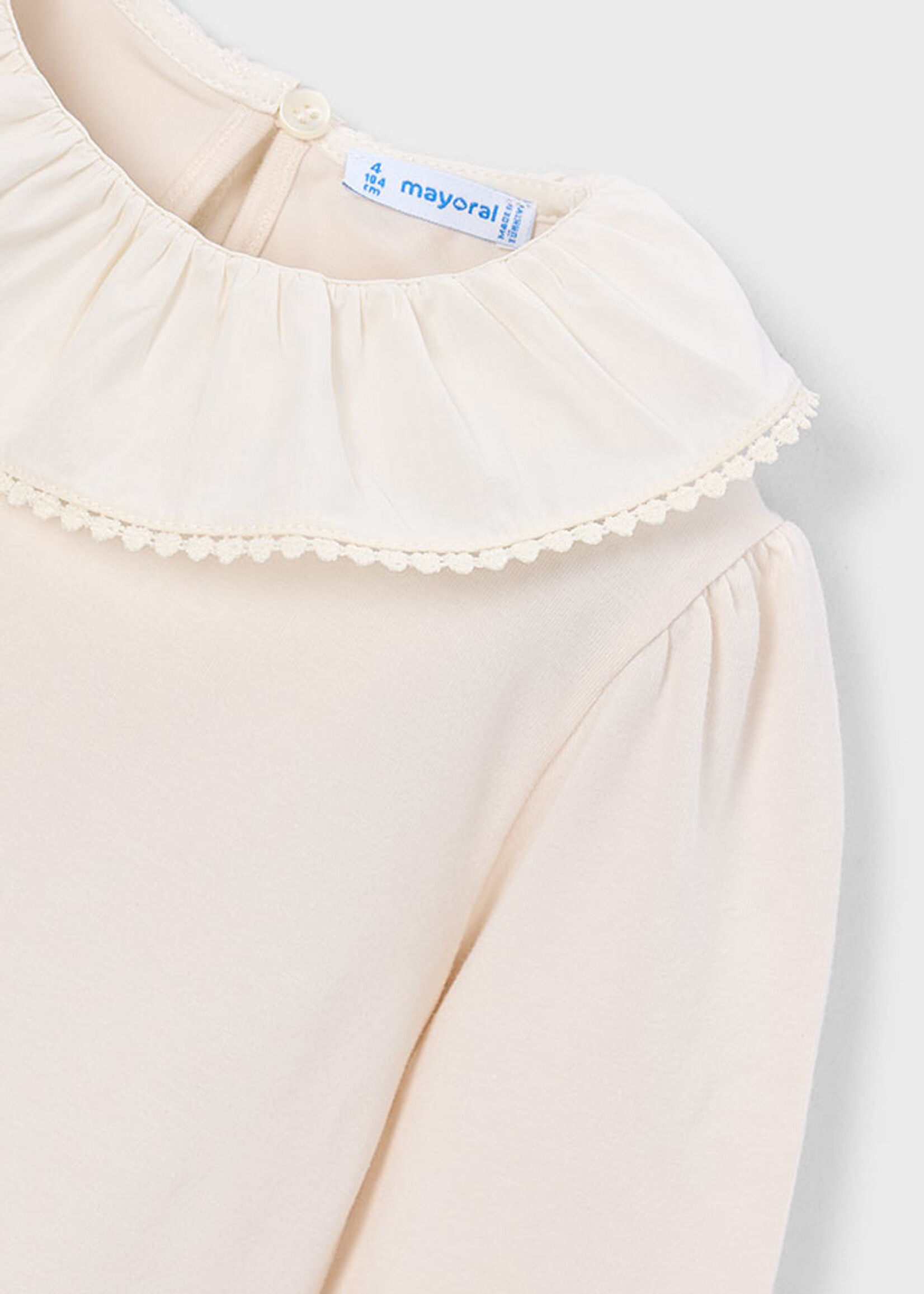 Mayoral Cream Ruffled Neckline Top