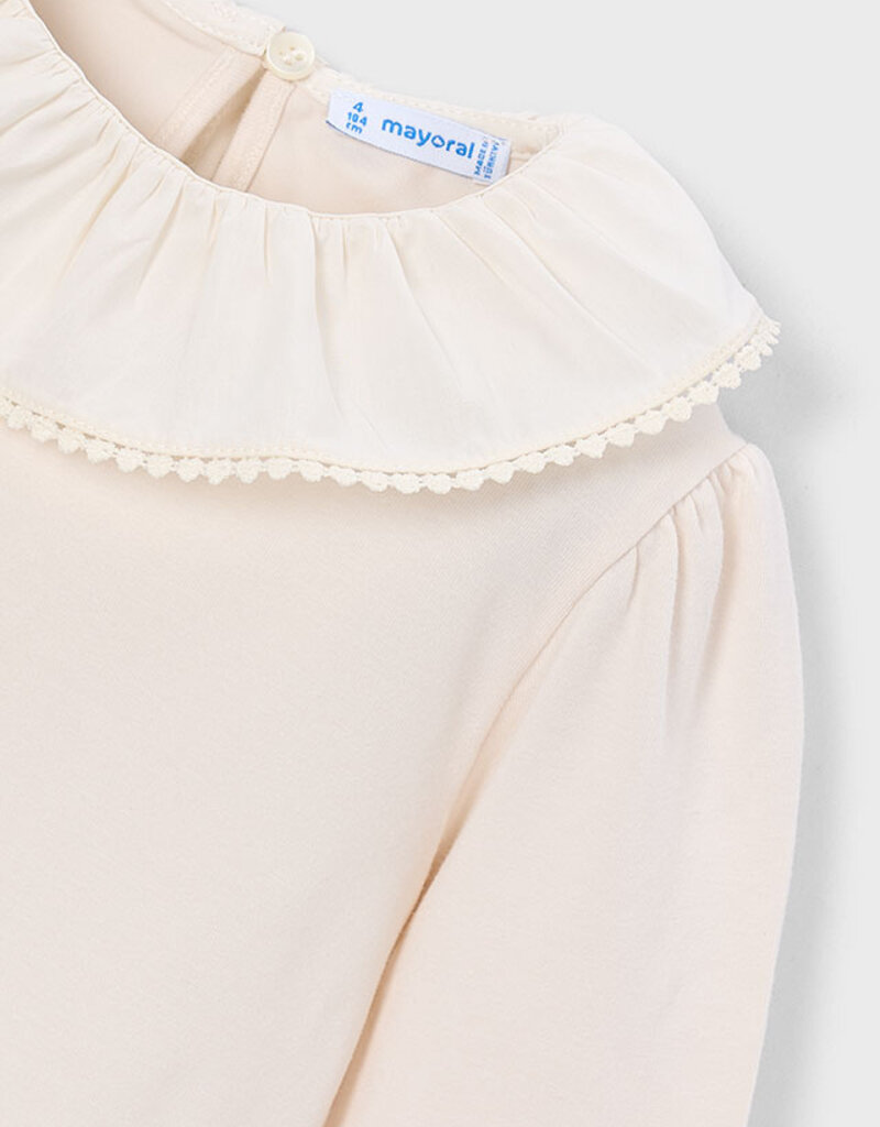 Mayoral Cream Ruffled Neckline Top