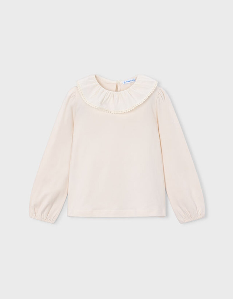 Mayoral Cream Ruffled Neckline Top