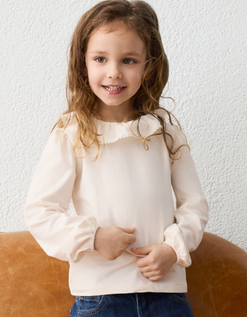 Mayoral Cream Ruffled Neckline Top