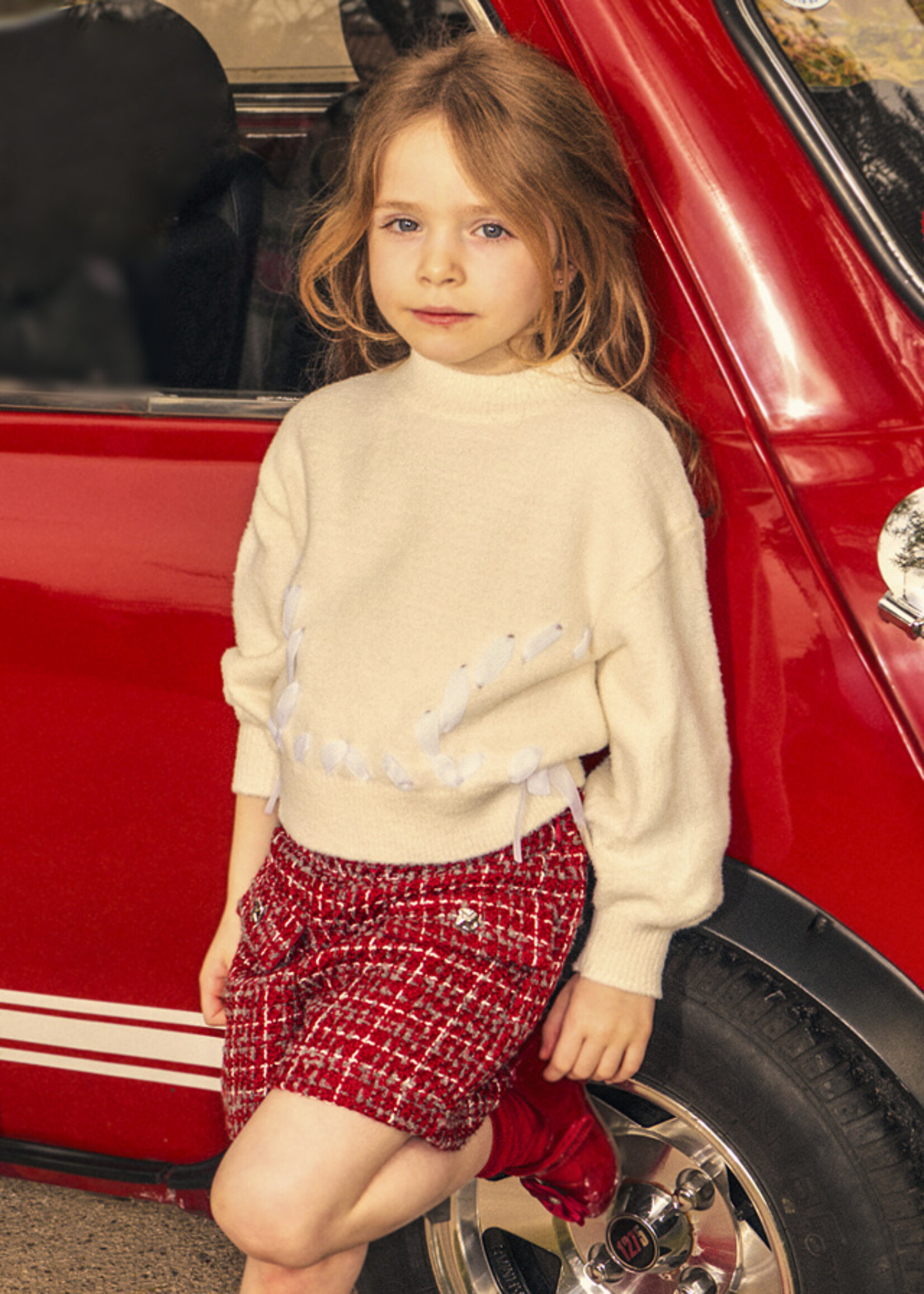 Mayoral Red Tweed Shorts