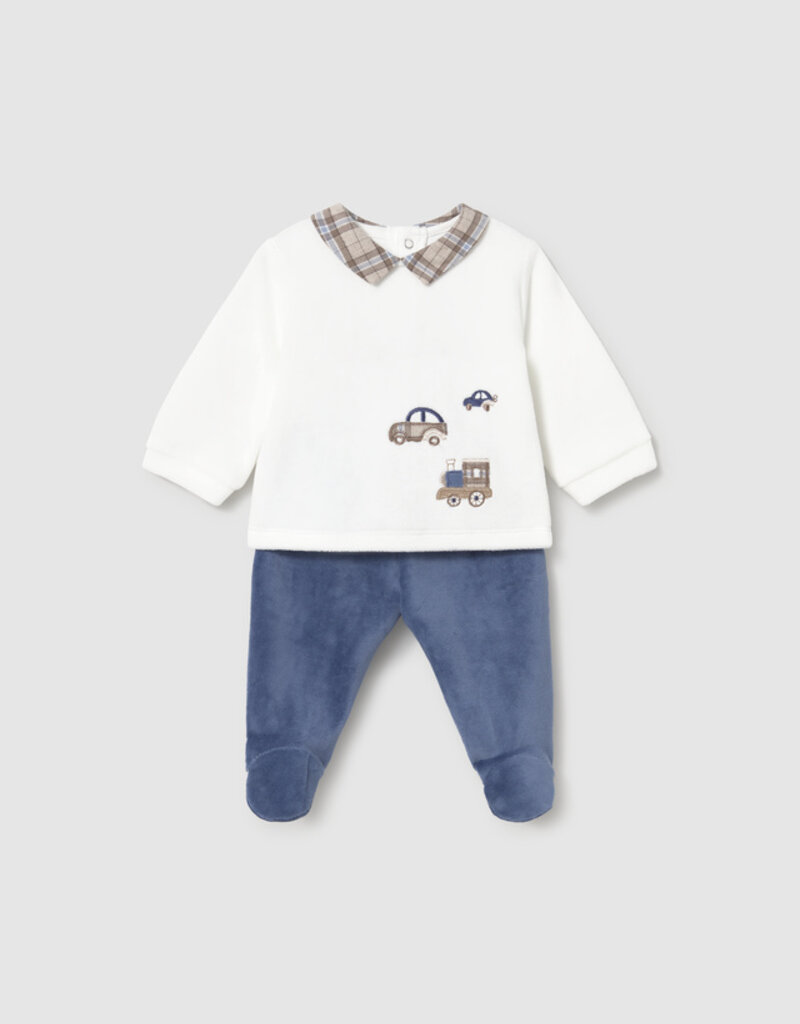 Mayoral 2 Piece Top Velvet Footed Pant Set