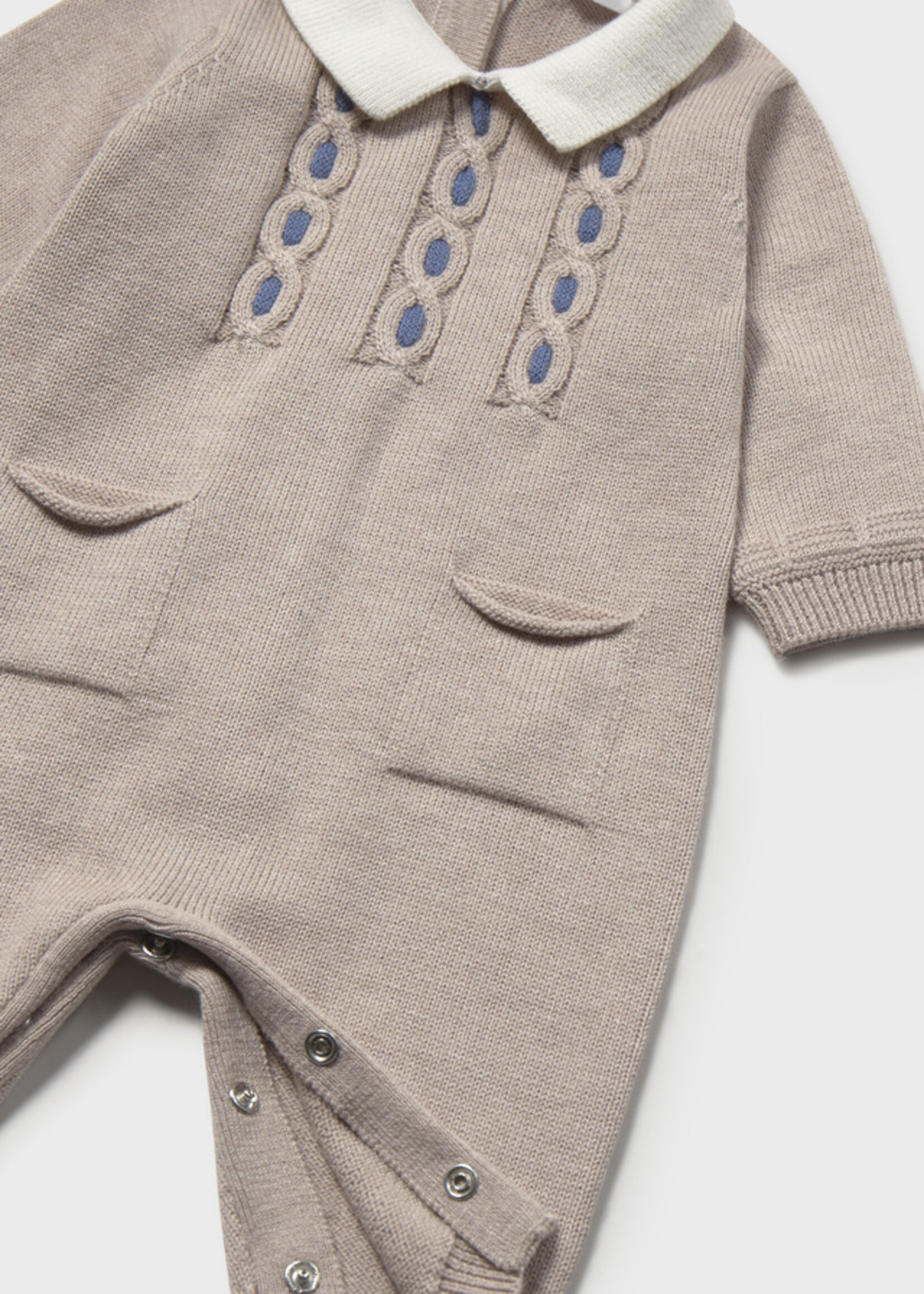 Mayoral Tricot Knit Romper Mocha