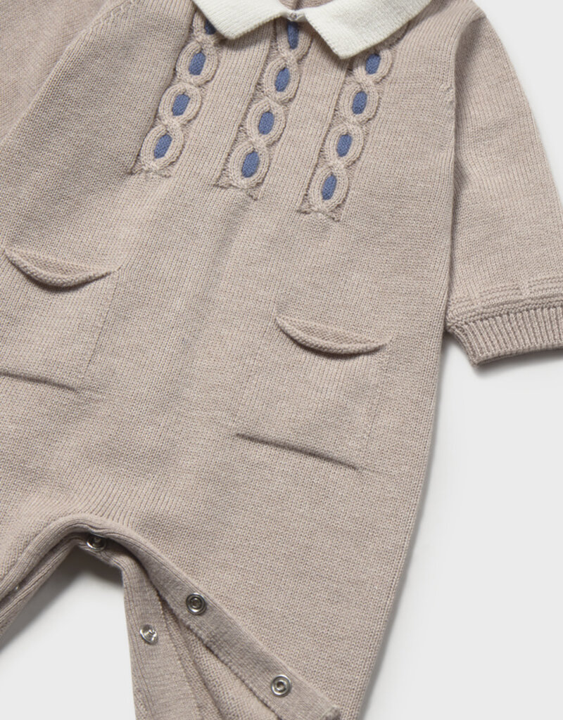 Mayoral Tricot Knit Romper Mocha