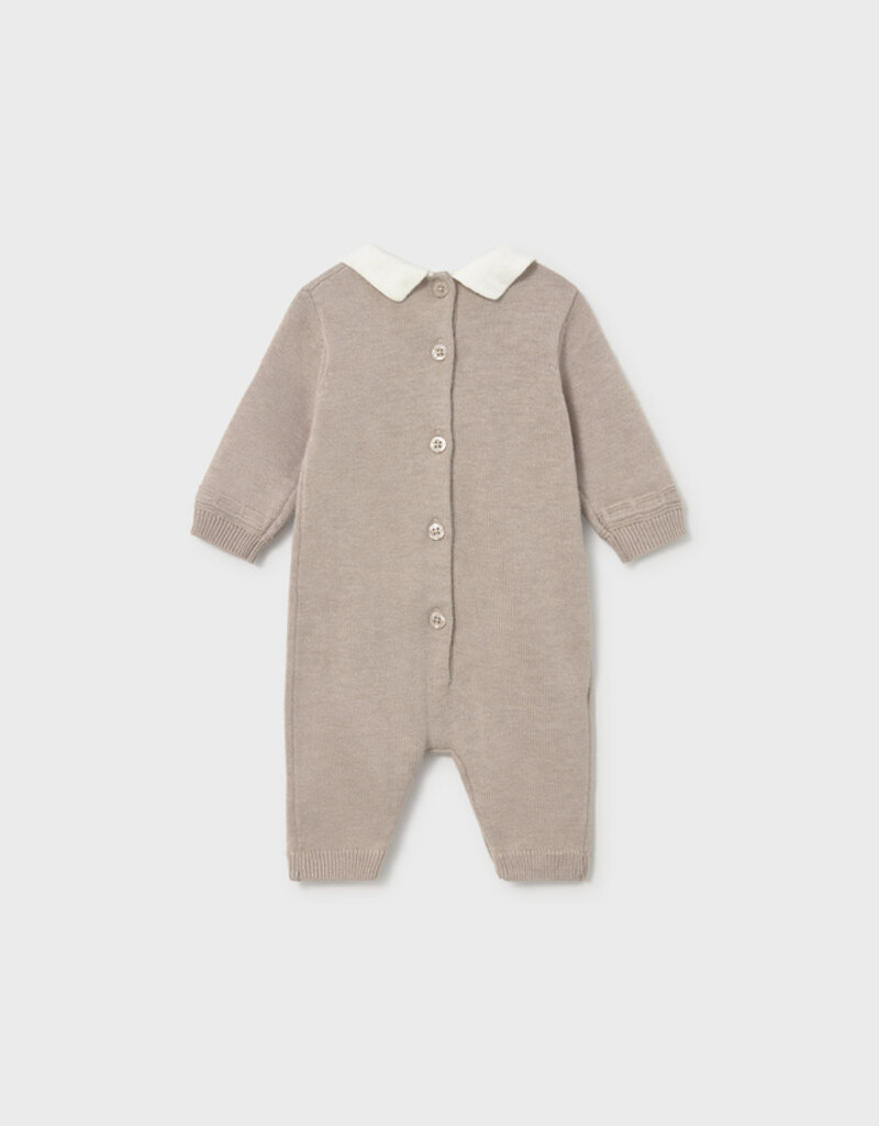 Mayoral Tricot Knit Romper Mocha