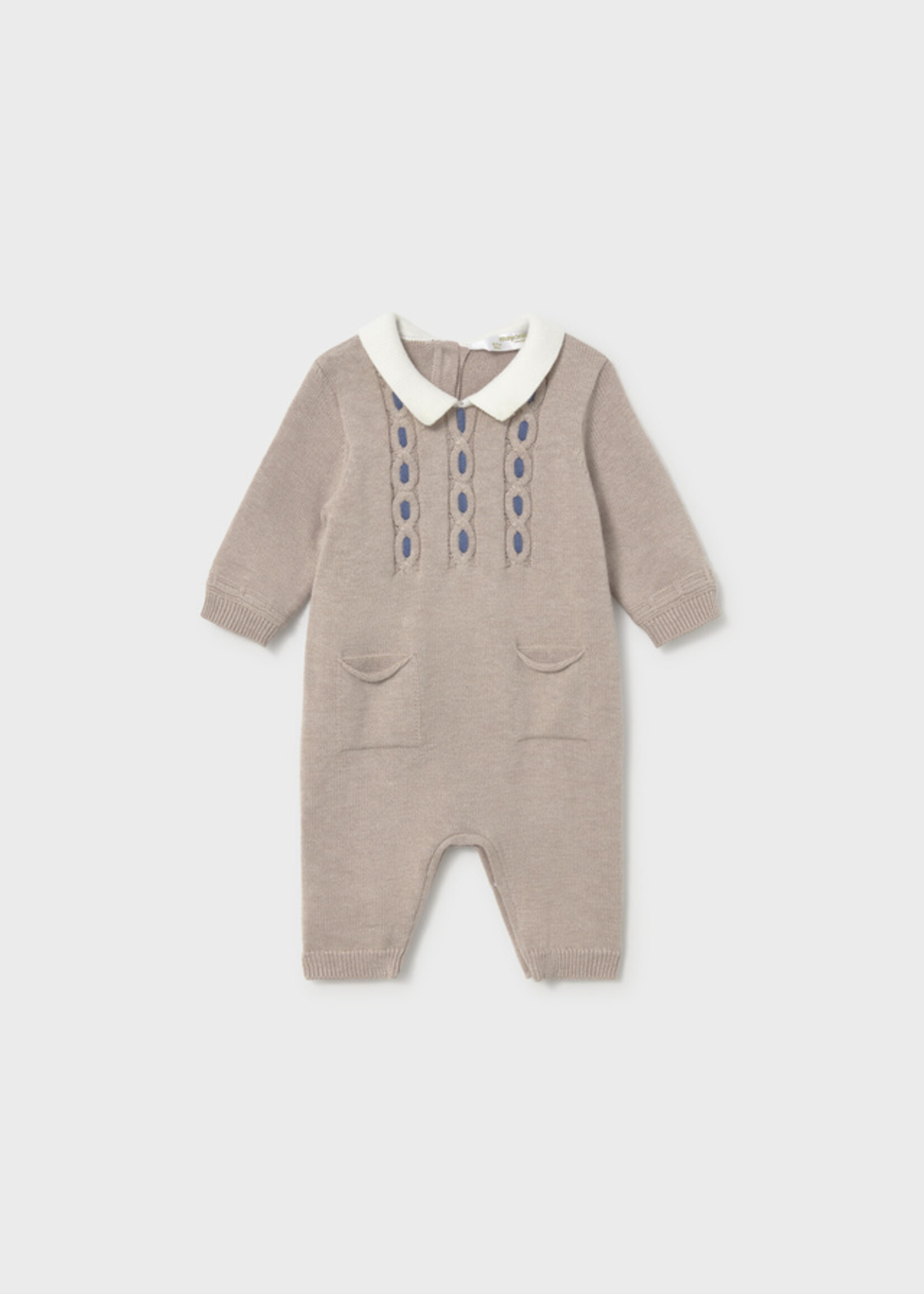 Mayoral Tricot Knit Romper Mocha