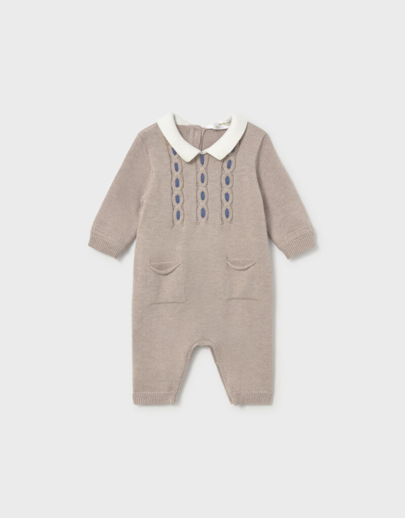 Mayoral Tricot Knit Romper Mocha