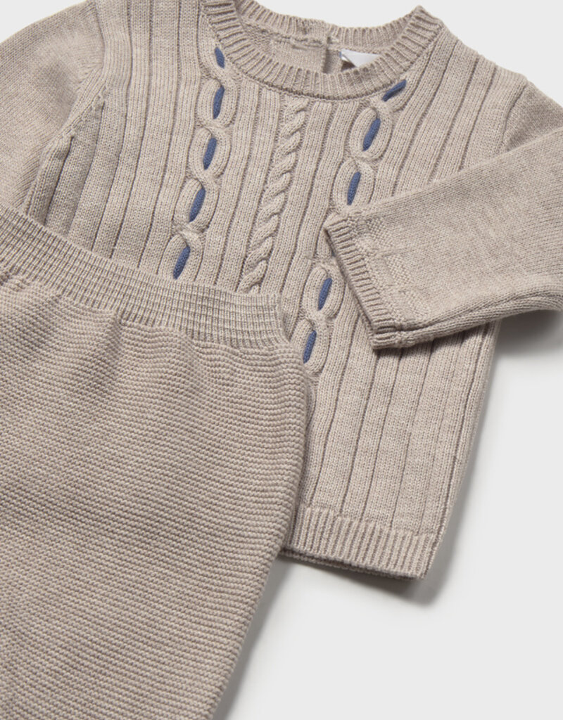 Mayoral 3 Piece Footed Pant Set Mocha