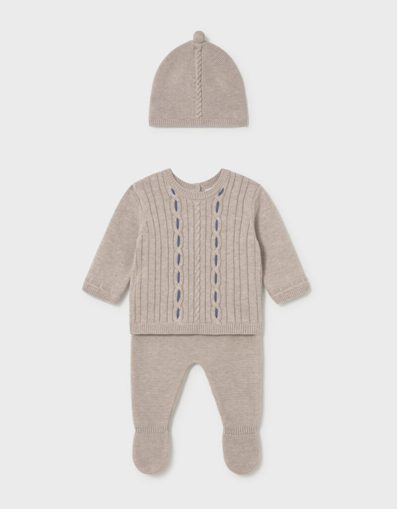 Mayoral 3 Piece Footed Pant Set Mocha