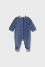 Mayoral Velour Blue Footie w/Train Applique
