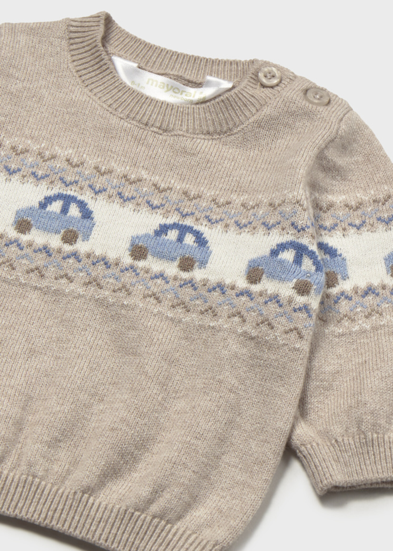 Mayoral Mocha Sweater w/Car Print