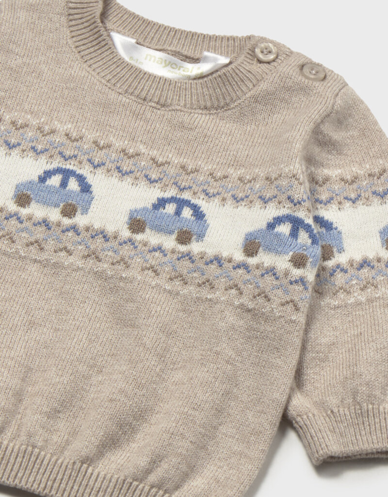 Mayoral Mocha Sweater w/Car Print