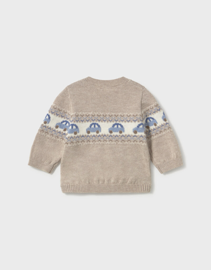 Mayoral Mocha Sweater w/Car Print