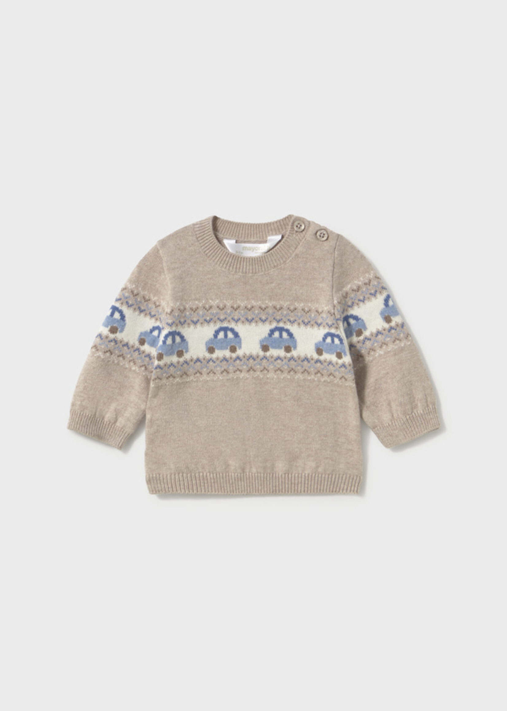 Mayoral Mocha Sweater w/Car Print