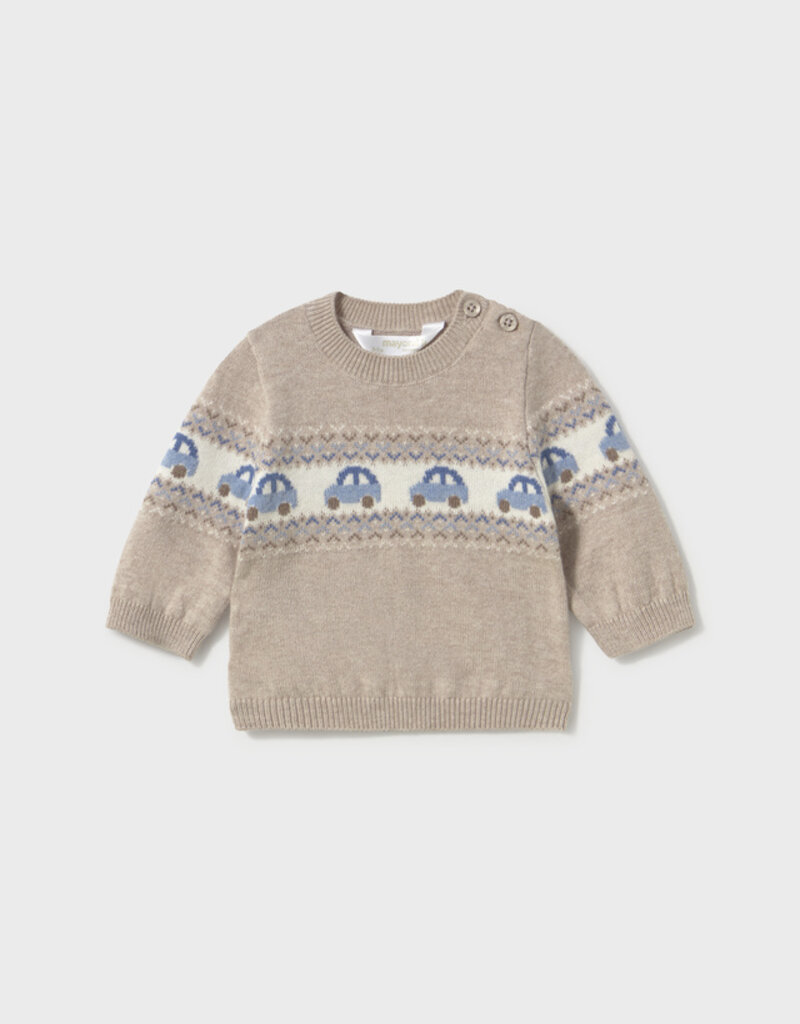 Mayoral Mocha Sweater w/Car Print