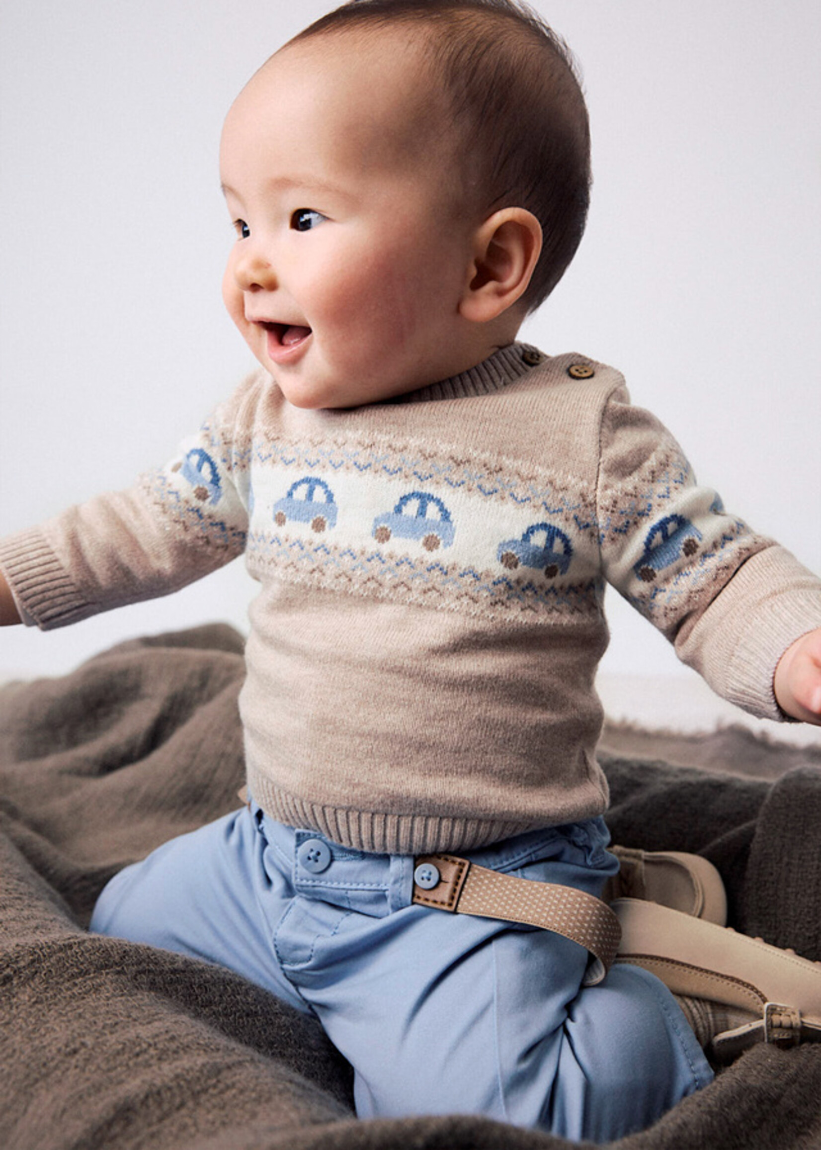 Mayoral Mocha Sweater w/Car Print