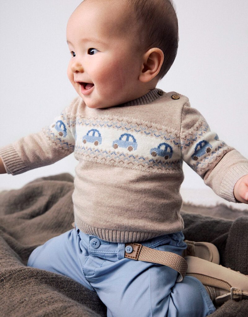 Mayoral Mocha Sweater w/Car Print