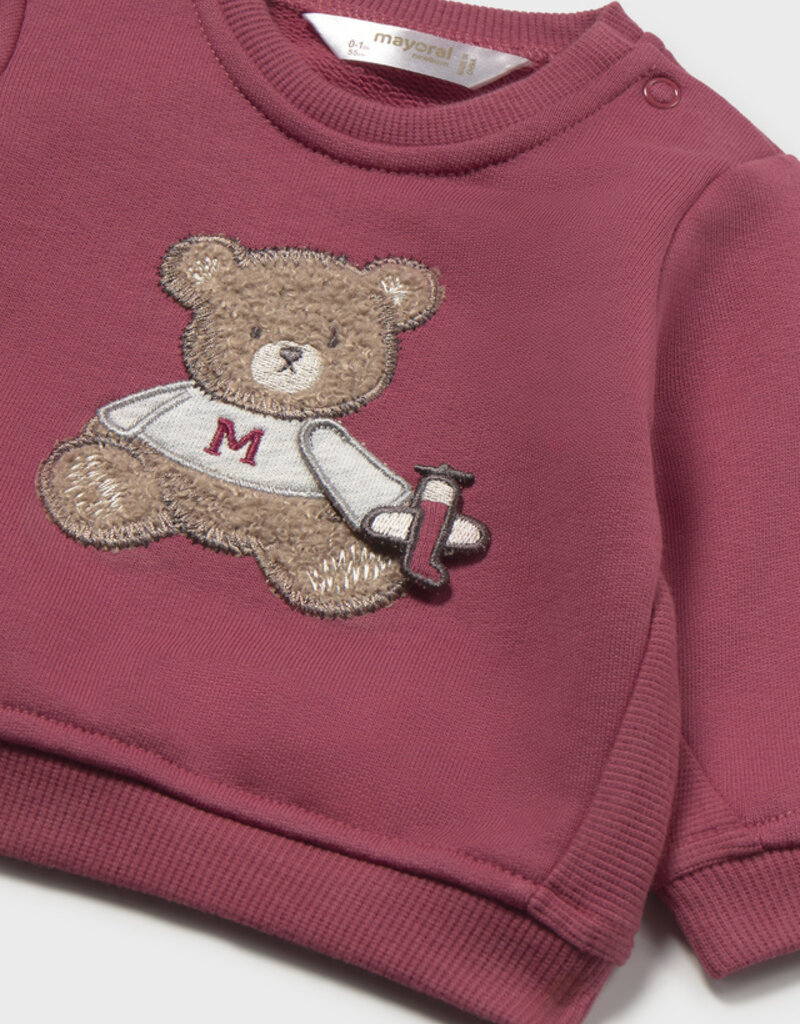 Mayoral Boys Pullover w/Bear Applique Plum