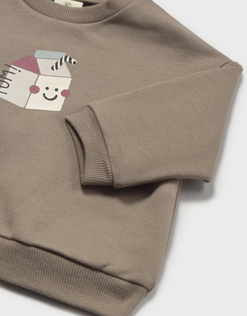 Mayoral Boys Milk Print Pullover Mocha